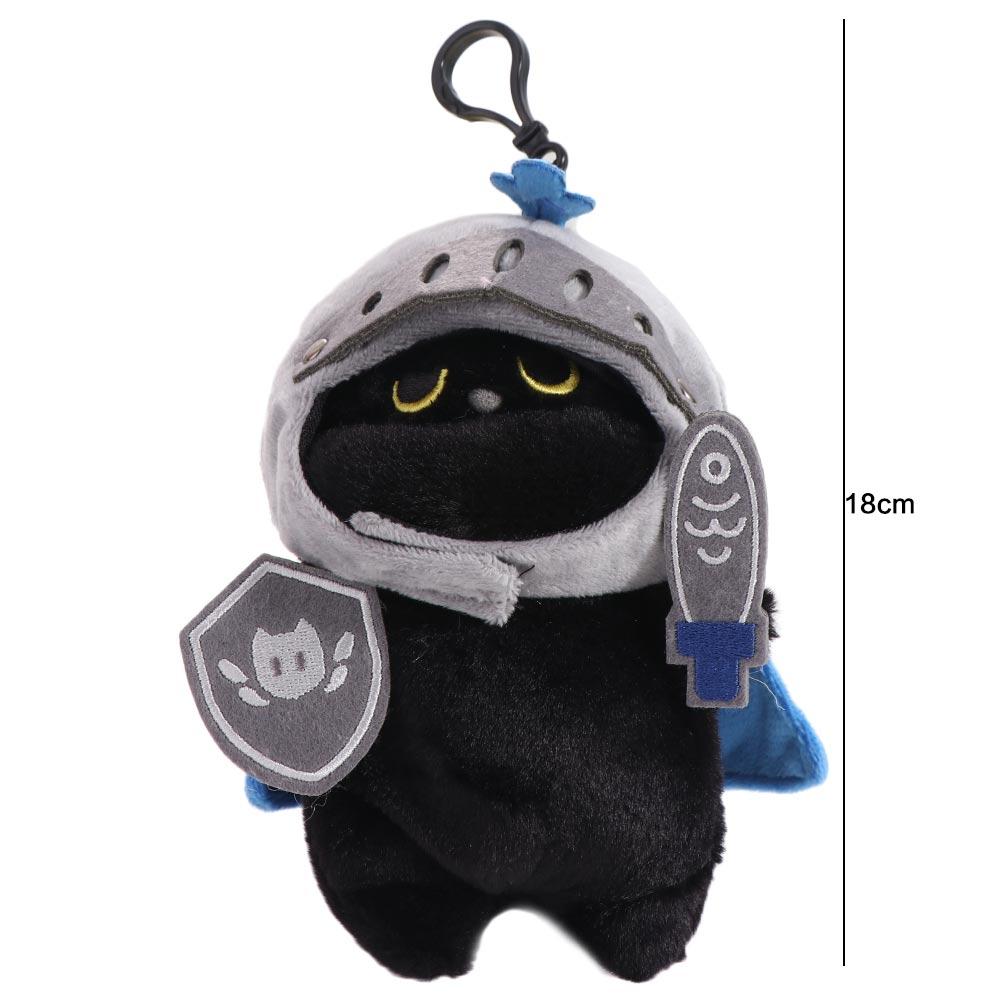 Shield Knight Cat Plush Doll Cartoon Black Cat Stuffed Toy Decoration Cat Plush Toy  Kids