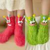 3D Novelty Face Fuzzy Socks Winter Coral Fleece Floor Socks Couple Sleep Socks Christmas Stockings Funny Cartoon Monster Socks