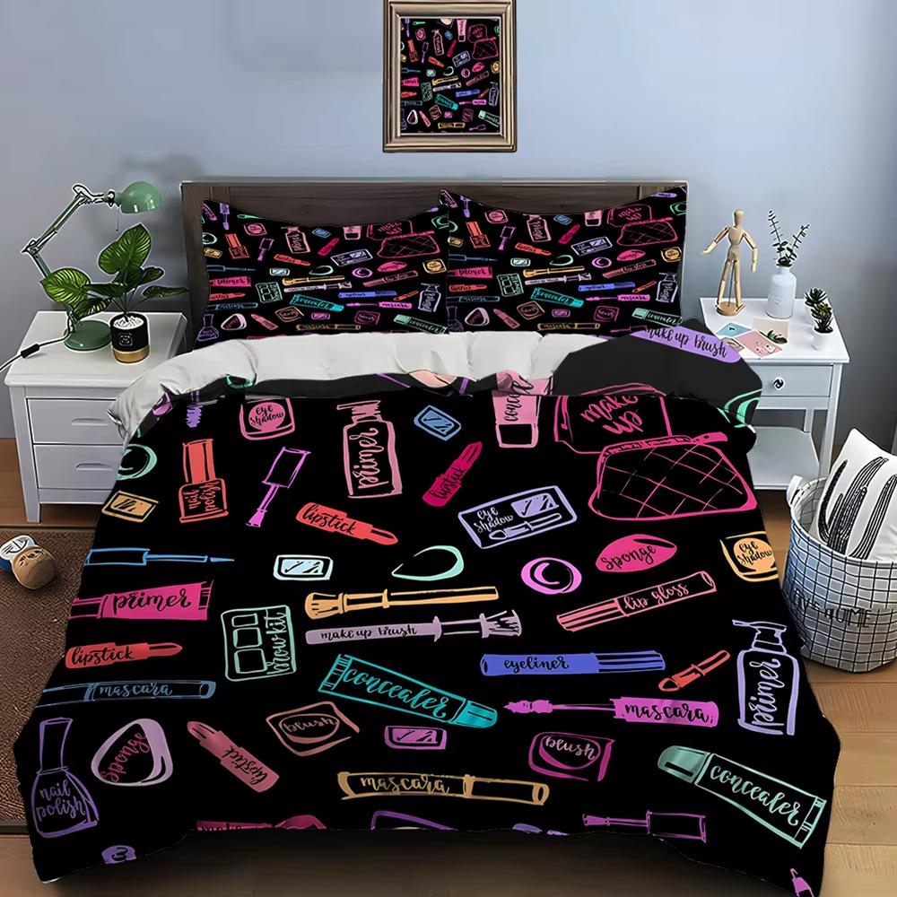 Trendy Graffiti Down Comforter Set Bedding Set 3-piece Duvet Cover Set 135*200cm