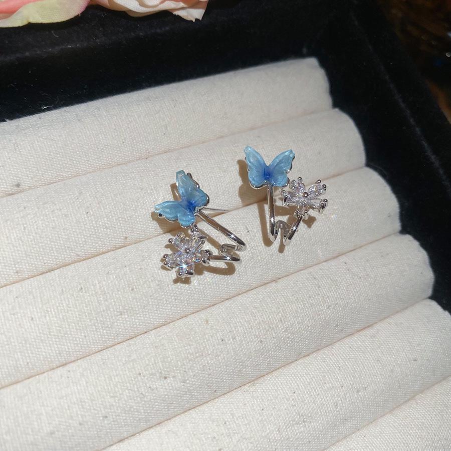 Silver Zircon Butterfly Teardrop Earrings - Luxurious, Elegant & Versatile Jewelry for Women