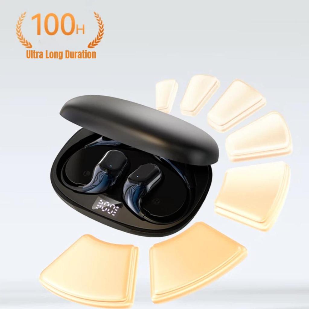 WITGOER Bluetooth Earphones, Clip-On Style, Sports, Noise-Cancelling, Long Battery Life, Black