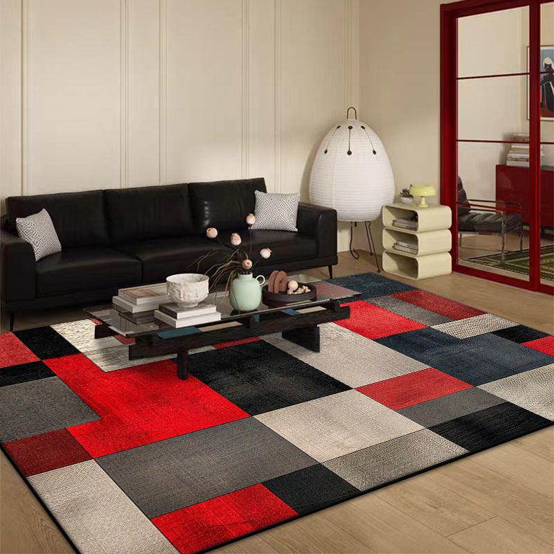 Red Geometry Abstract Carpet for Living Room Home Large Bedroom Decoration Rug Light Luxury Sofa Coffee Table Non-slip Floor Mat