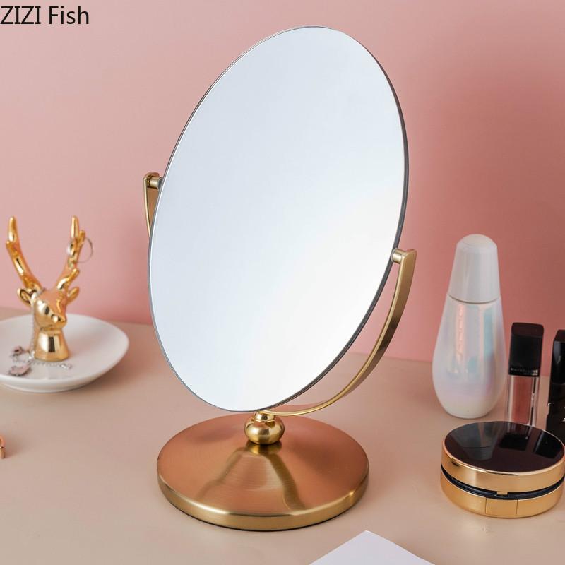 Modern Style Oval Mirror Desktop Vertical Decorative Mirror Living Room Bathroom Double-sided Mirror Girls Room Makeup Ornaments