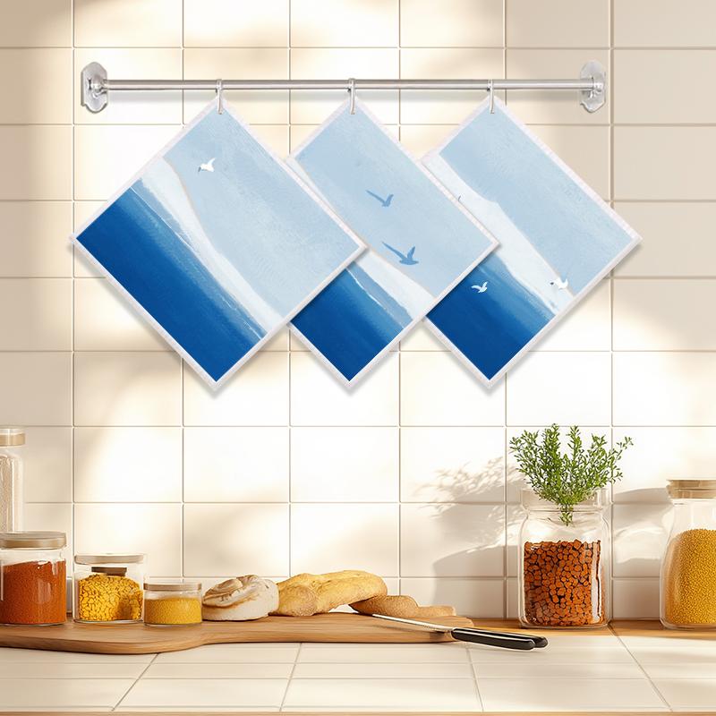 

6PCS Cleaning Dishcloths Reusable Kitchen Dish Towels Fresh Style Watercolor Dishcloth Absorbent Lint Free Cloth Washable Duster Rags Tea Towels A 3 PCS