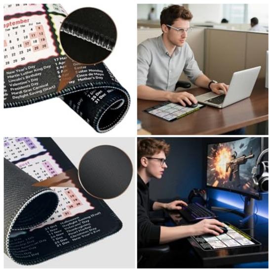 2026 Calendar Mouse Pad Rectangle Waterproof Home Office Gaming Computer Laptop Mousepad Desk Mat with Non-slip