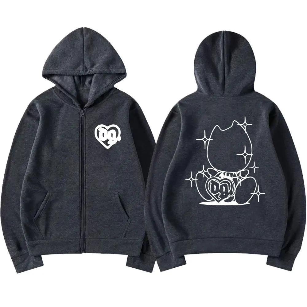 Bladee Drain Gang Print Fashion Zipper Hoodies Men Women Casual Oversized Zip Up Sweatshirt Streetwear Autumn Jackets