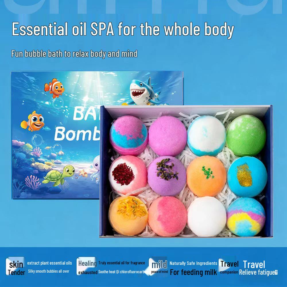 12-Pack Bath Bomb Balls with Ocean Toy Inside - 50g Fun Bath Toy for Kids