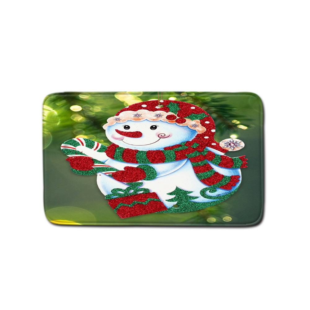 Christmas Shower Curtain Floor Mat Combination Four-Piece Set Bathroom Toilet Carpet Shower Room Mat Foot Mat