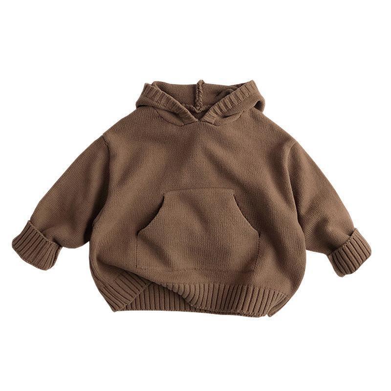 Autumn and Winter Korean Version Children's Sweater, Stylish and Retro Casual Hooded Knitted Sweater for Both Men and Women Babies