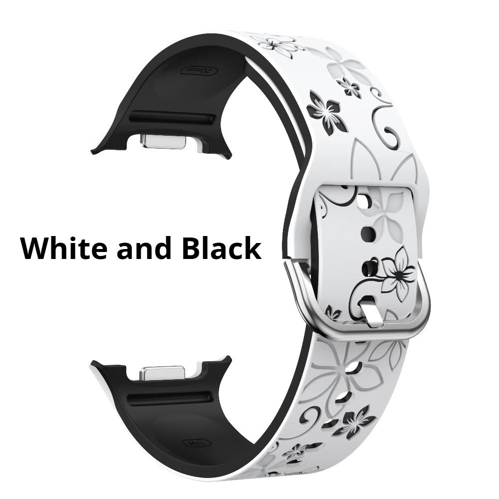 

Резной силиконовый ремешок для Samsung Galaxy 8 40 44мм/8 Classic Модный дышащий двухцветный браслет для Galaxy 8 Classic/40 44мм Samsung Galaxy 8 40mm белый