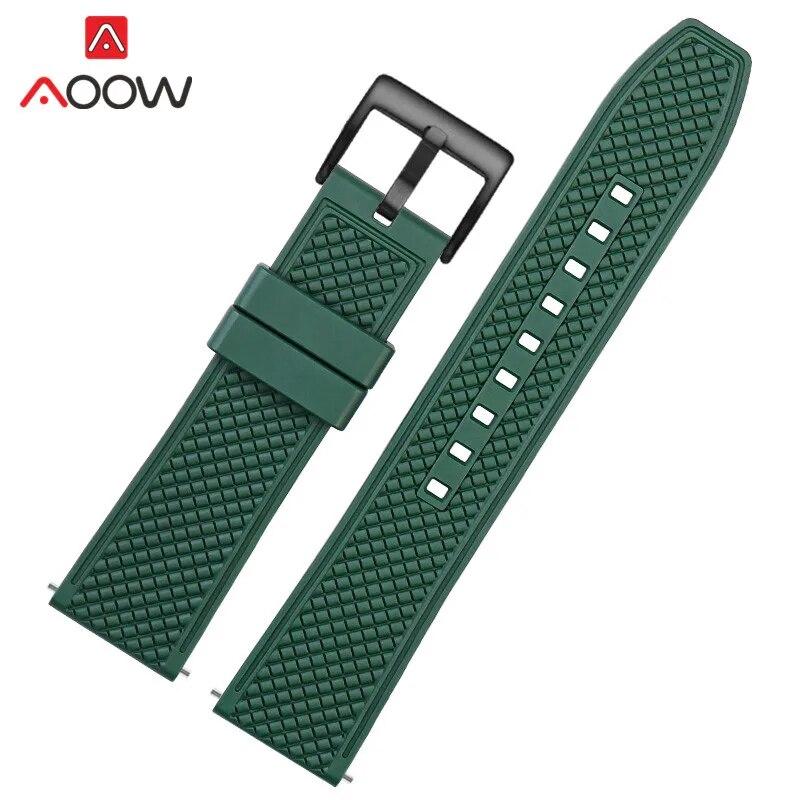 Fluoro Rubber Strap 20mm 22mm Quick Release Soft Sport Waterproof Stainless Steel Butterfly Buckle Men Replacement Watch Band