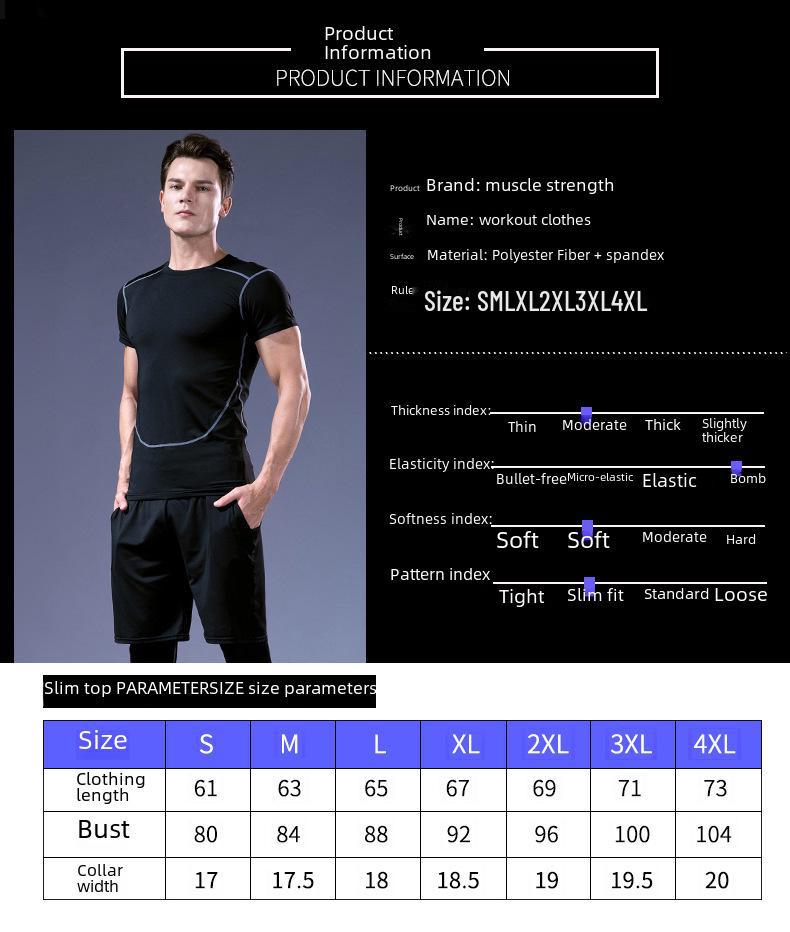 Men's Quick-Dry Short-Sleeve Sports T-Shirt - Breathable, Elastic, Ideal for Summer Training and Running