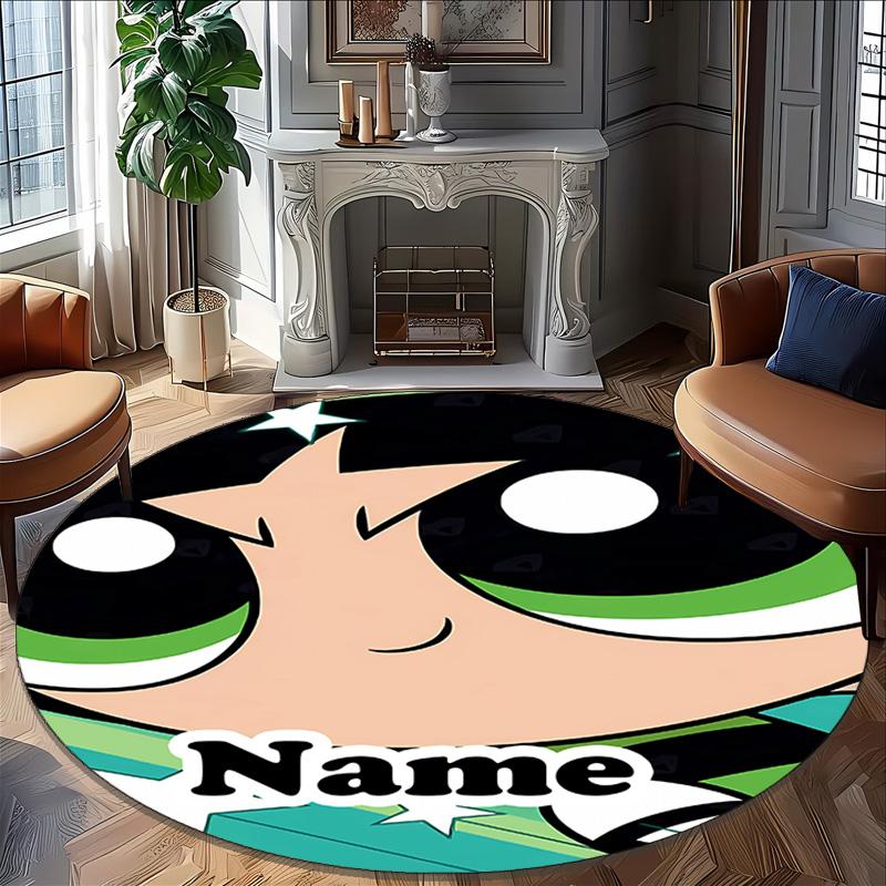 Customizable The Powerpuff Girls11 Round Non-Slip Carpet - Ideal for Garden, Picnic, Office, Perfect for Decoration, Suitable For All Seasons