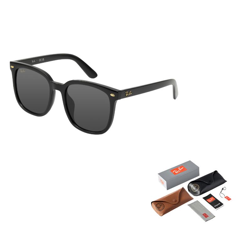 

Солнцезащитные очки RayBan с логотипом на линзе, квадратная оправа, унисекс, для пары, черные 57 чёрный