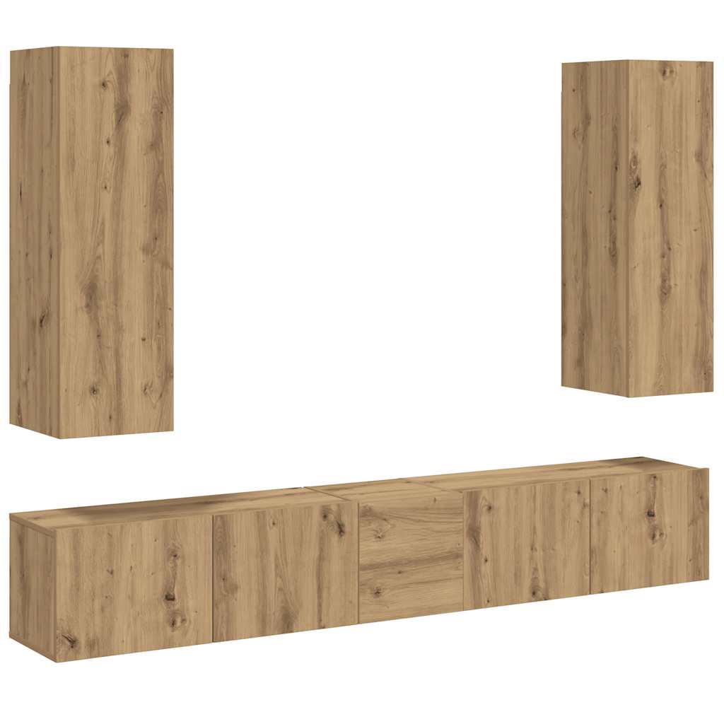 TV Wall Cabinets 5 pcs Artisan Oak Wood Based Material