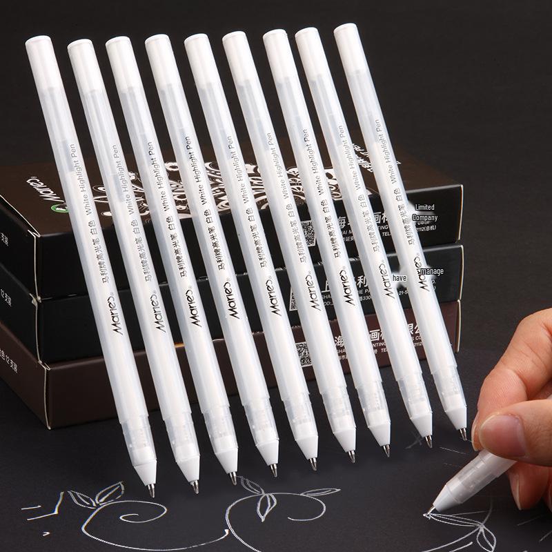 Mali Weißer Highlight-Stift für Manga und Skizzen mit Schwarzem Hintergrund