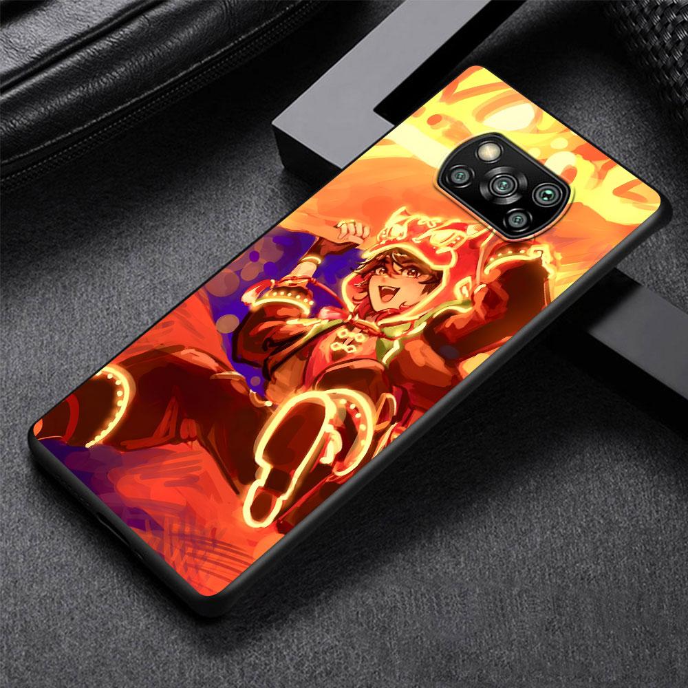 

Игровой чехол Genshin Impact для Xiaomi Poco M5s X3 NFC X5 F3 M4 M3 Pro, черный силиконовый мягкий чехол для телефона Xiaomi Poco X3
