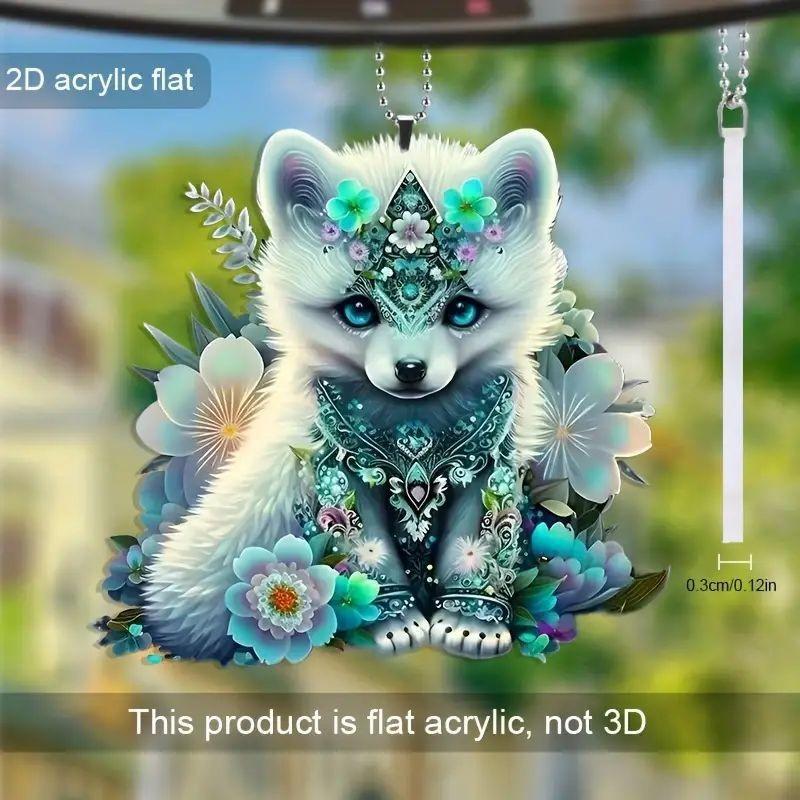 Fox Green Adorable Acrylic Car Hanging Ornament Cartoon Style For Decoration Interior