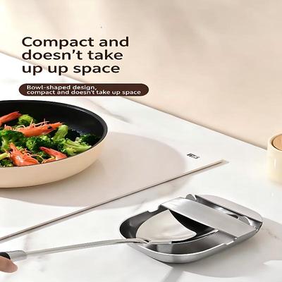 Stainless Steel Spoon Rest,Lid Holder With Drip Tray - Counter Spoon Rest,for Home Cooking Restaurant Buffet Baking Desk Counter
