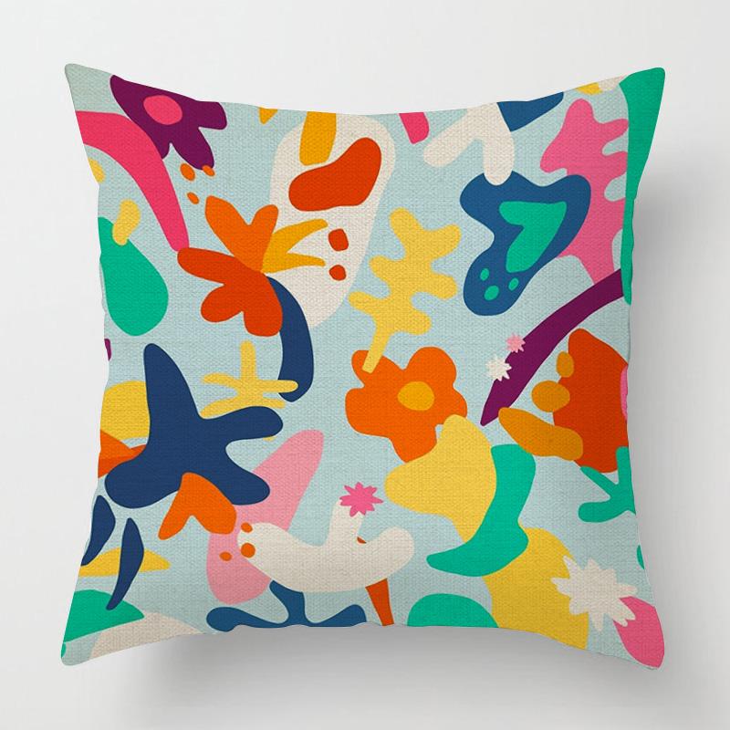 Home Decor Colorful Abstract Pattern Digital Printed Pattern Cushion Cover Suitable For Sofa Bedroom Car Pillow Cover
