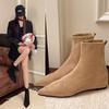 Xiaoxiangfeng thin boots trendy foot cover fashion pointed short boots flat heel temperament