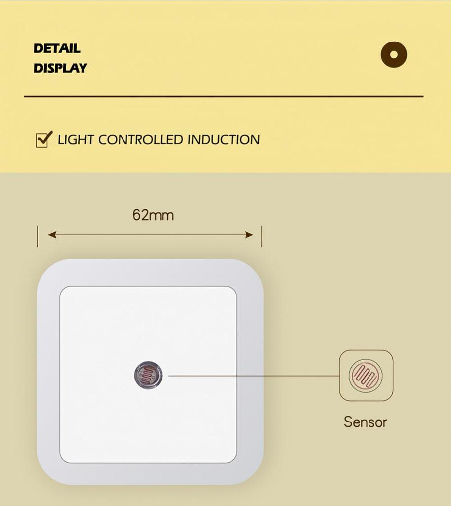 Mini Cute Wall Plug-in LED Night Light Auto Sensor Bedside Lamp For Bedroom Kid's Room Hallway Corridor Stairs EU/US 110V 220V