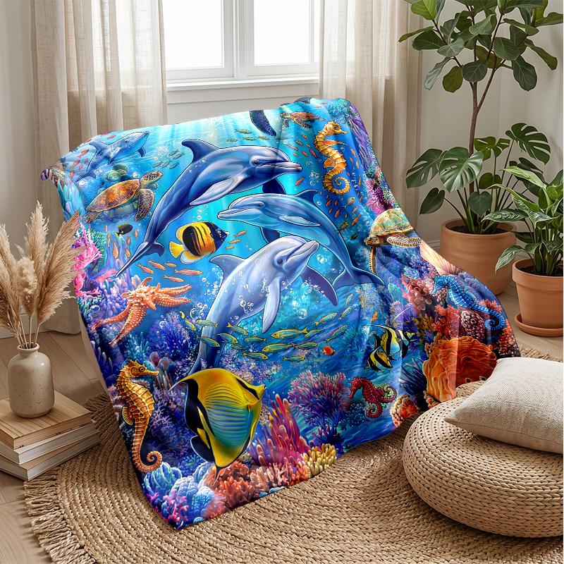 Underwater Fantasy World 4 Theme blanket Lightweight Warm Flannel Blanket Decorative Throw Blanket for Home Decoration