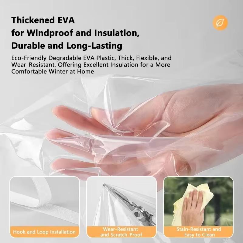 Window Insulation Film Transparent Windproof Waterproof PEVA Self-Adhesive Warm Windows Energy-saving Film Screen Window Curtain