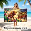 Highland Cow Theme Quick Dry Beach Towel Custom Name Text Print Large Sand Resistant Towel Beach Vacation