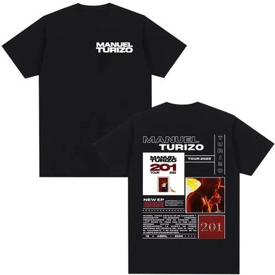 Rapper Manuel Turizo 201 Tour Album Grafik T-Shirt Herren Hip Hop Gothic Kurzarm T-Shirt Mode Popmusik T-Shirts Streetwear