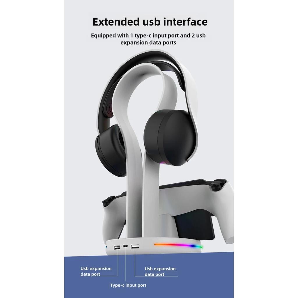 For PS5 Portal Streaming Handheld Charger Intelligent Magnetic Multifunctional Storage Base with RGB Colorful Light Effect