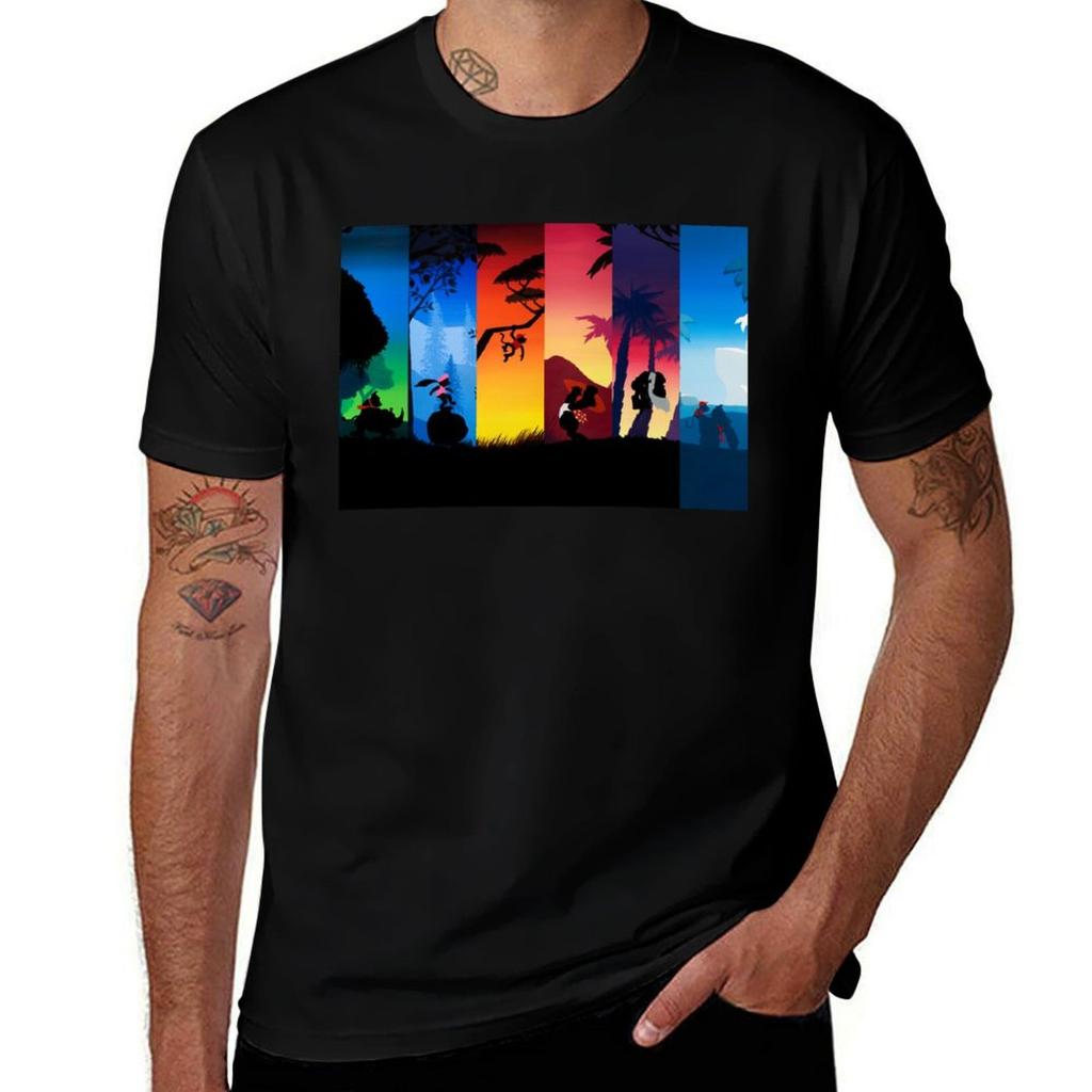 Hexaptych Silhouettes Tshirt Basic Plain Short Sleeve Crew Neck Tee