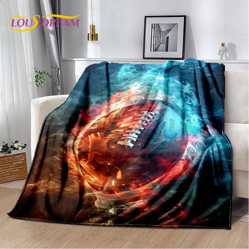 Rugby Field Rugby 2025 Style New American Football Cartoon Soft Blanket,Soft Throw Blanket for Home Bedroom Bed Sofa Travel Kids