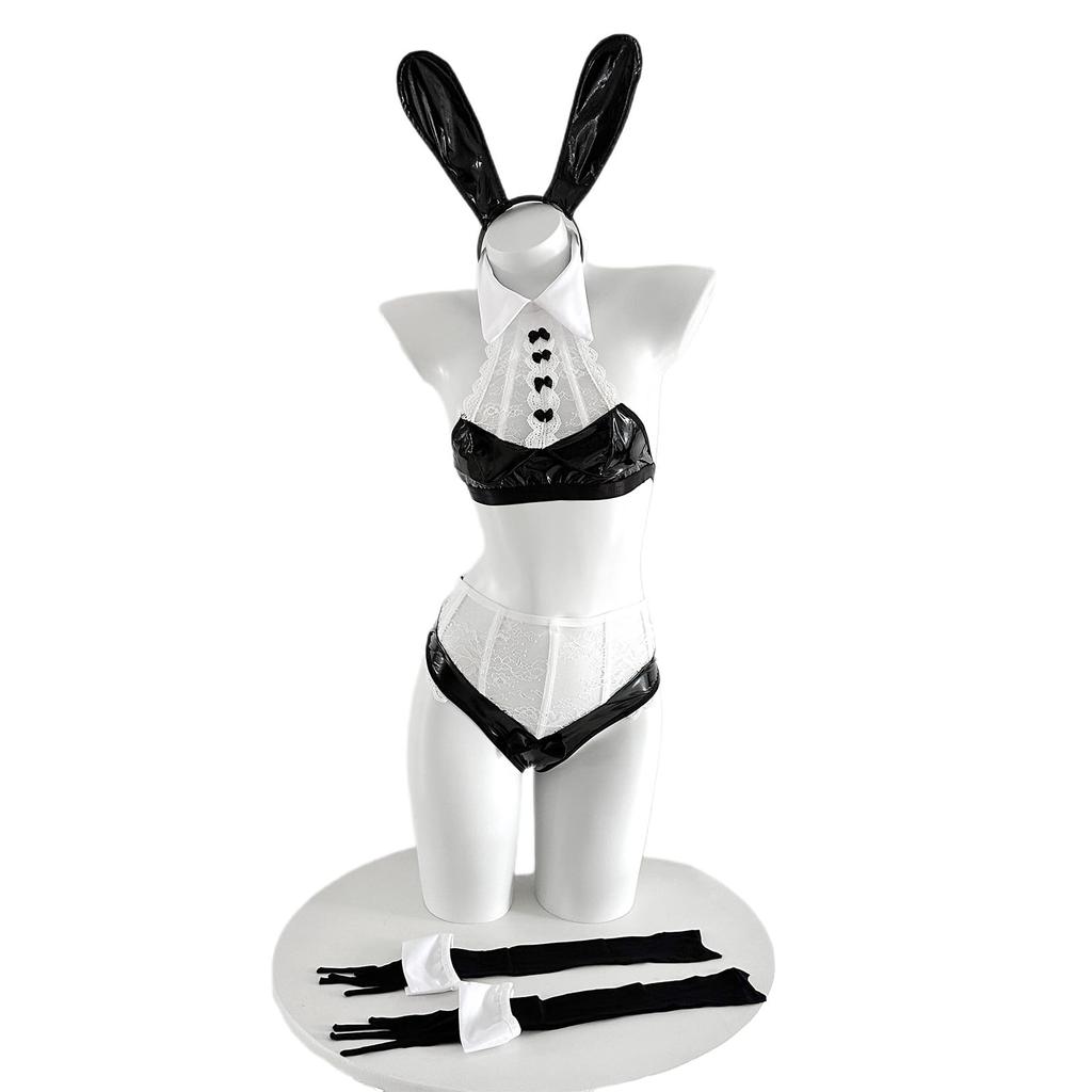 Bunny Girl Sexy Cosplay Rabbit Bunny PU Leather Moe Erotic Erotic Underwear Bodyco Cute Costume Disguise Photography Halloween One Size Headband Tops