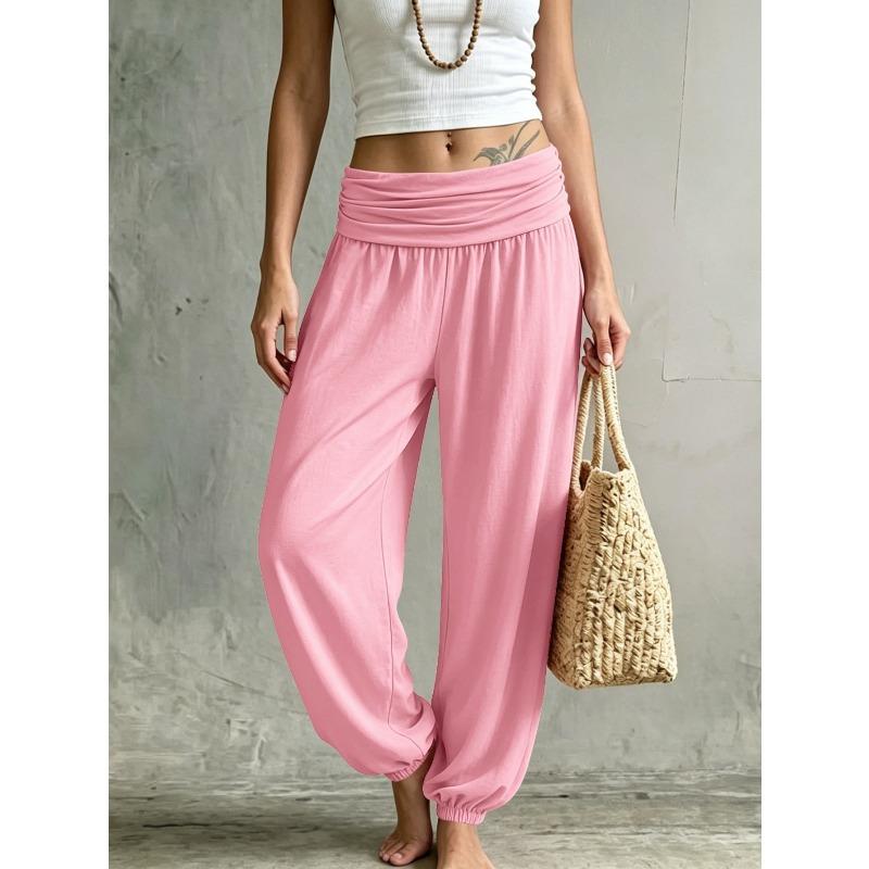 TIFICY Damesmode Casual Effen Kleur Print Hoge Taille Broek Broek & Capri's