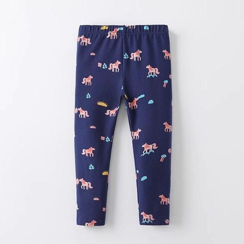 Spring and Autumn Thin Printed Leggings for Girls, Elastic Slim Fit, Slimming, Small Animal Pattern, Baby Elastic Waist Pants