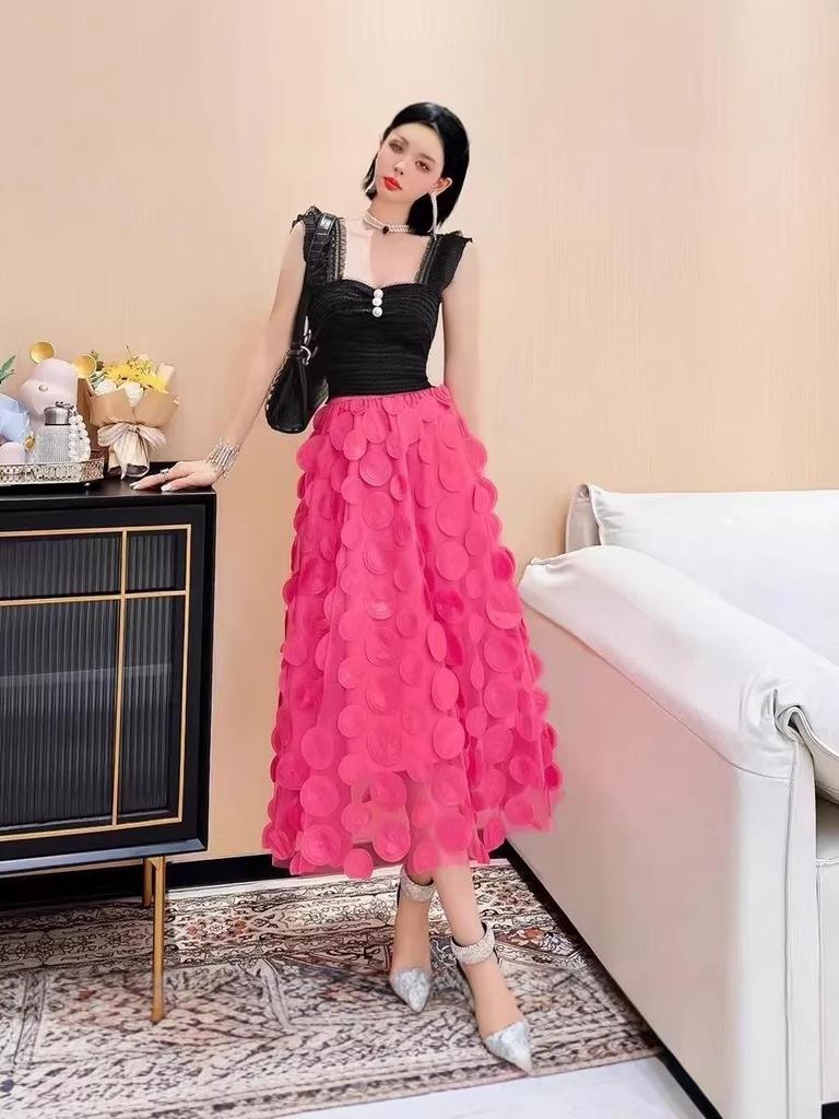 2026 High Waist Floral Mesh A-Line Fairy Skirt for Women