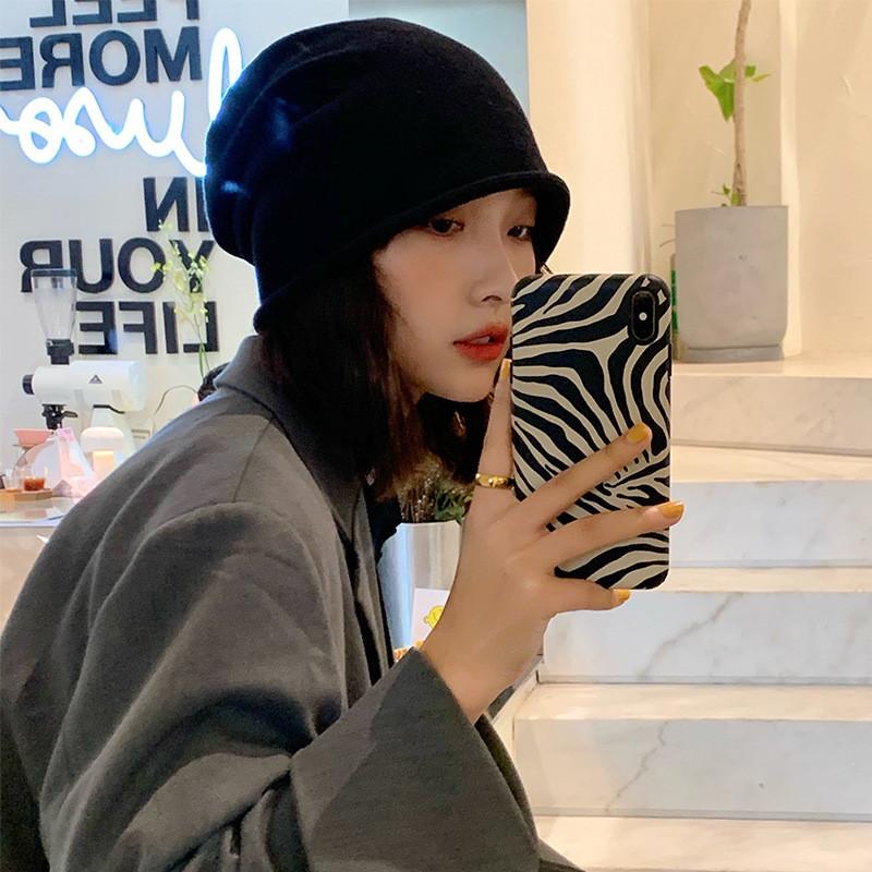 Soft Knit Cottonpolyester Beanie For Women Warm Winter Hat In Stylish Black