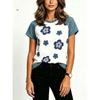 Summer Denim Pattern 3D Print Loose  Short Sleeve T-shirt Breathable Women Casual Comfortable Creative Versatile Sports T-shirt