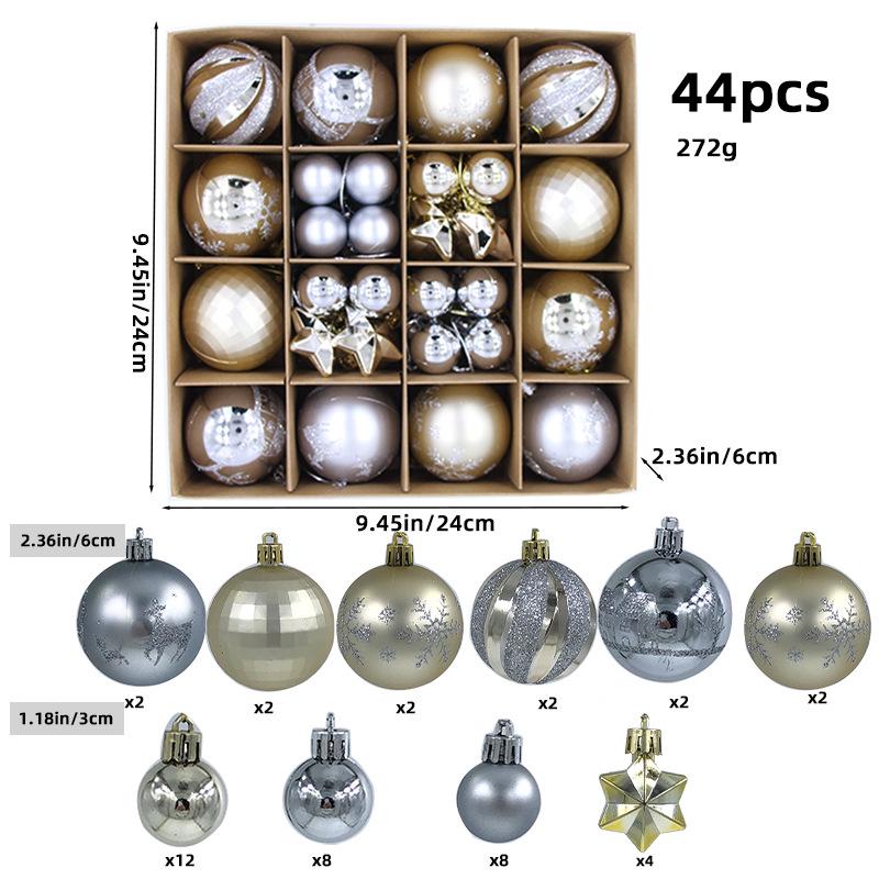 6CM Electroplated Irregular Painted Christmas Ball Ornaments Gift Box Set - Tree Hanging Decorations
