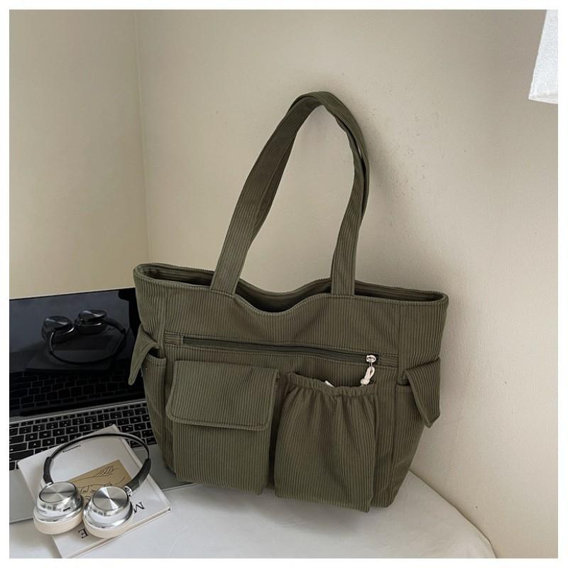 Simple Japanese Corduroy Tote Bag Large Capacity Commuting All-matching Student Handbag New