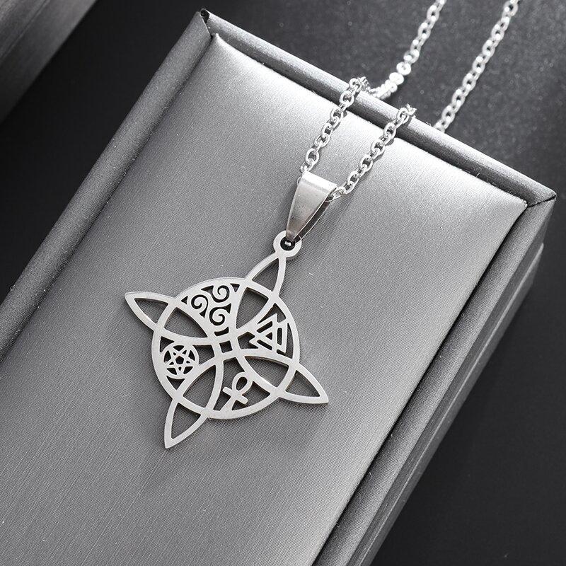 Retro Punk Two Color Celtic Knot Amulet Pendant Necklace for Men Women Fashion Hip Hop Lucky Irish Jewelry