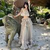 French Suspender Skirt Set Skirt Ruffle Edge Seaside Vacation Super Fairy Temperament Age Reduction Two-piece Suspender Skirt