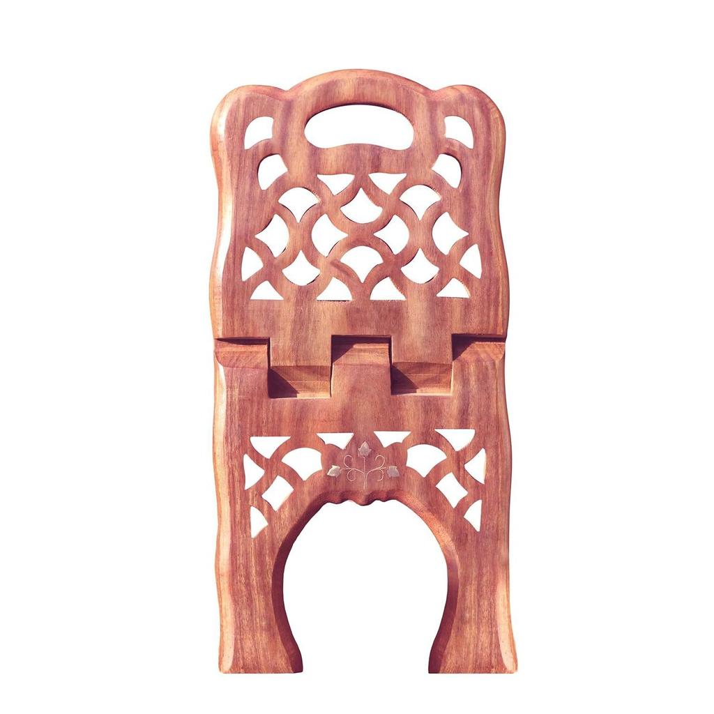 Handsnidad träställ för heliga böcker för Koranen, Bibeln, Bhagavad Gita, Gita, Ramayana & Guru Granth Sahib för läsning Rehal-ställ