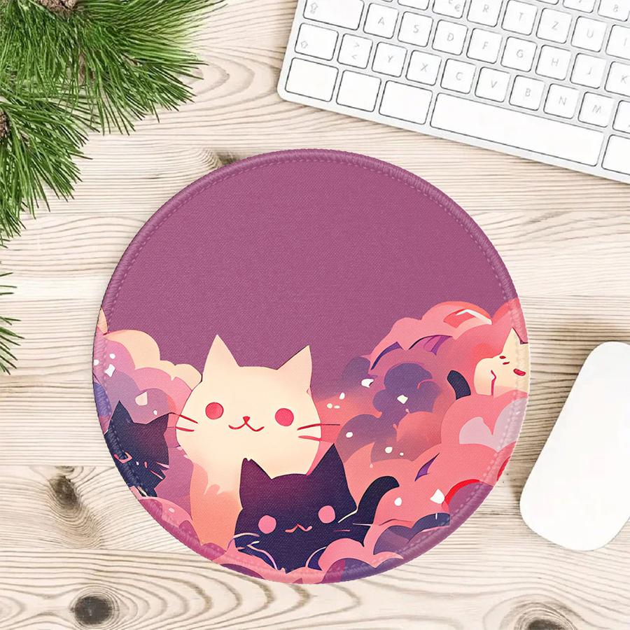 Anti Slip 1pc Mouse Pad Game Console Pad Computer Laptop Pad Keyboard Mouse Pad Office Pad Desk Accessories Black Cat Starry