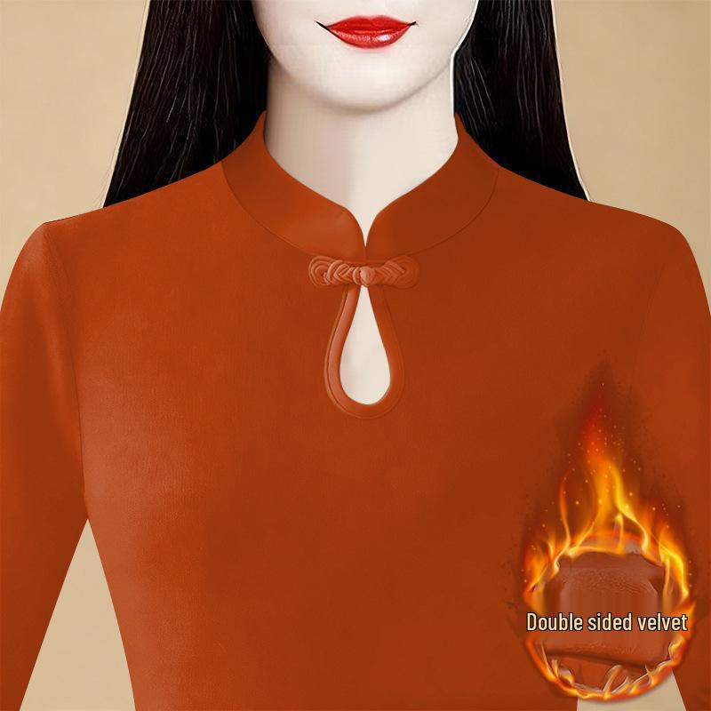 

Warm Qipao Collar Double-Sided Plush Women s Loose Fit Top for Autumn/Winter XXXL (suggested 135-150 kg)