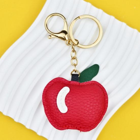 Apples Keychain Pendant Cute Apple-Shaped Leather Keychain Charm Colorful Fruit Bag And Car Pendant Soft Versatile Purse Charm for Women Tote Bags