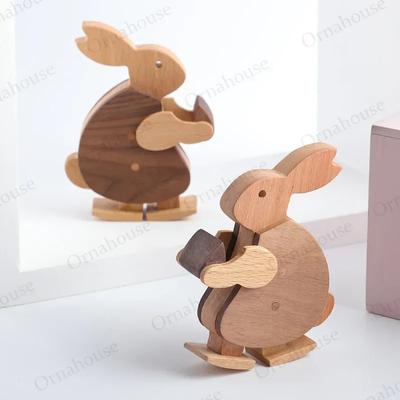 Novel and Creative Wooden Toy Decoration Wooden Little Rabbit Slope Doll Walking Little White Rabbit Home Accessories Decor