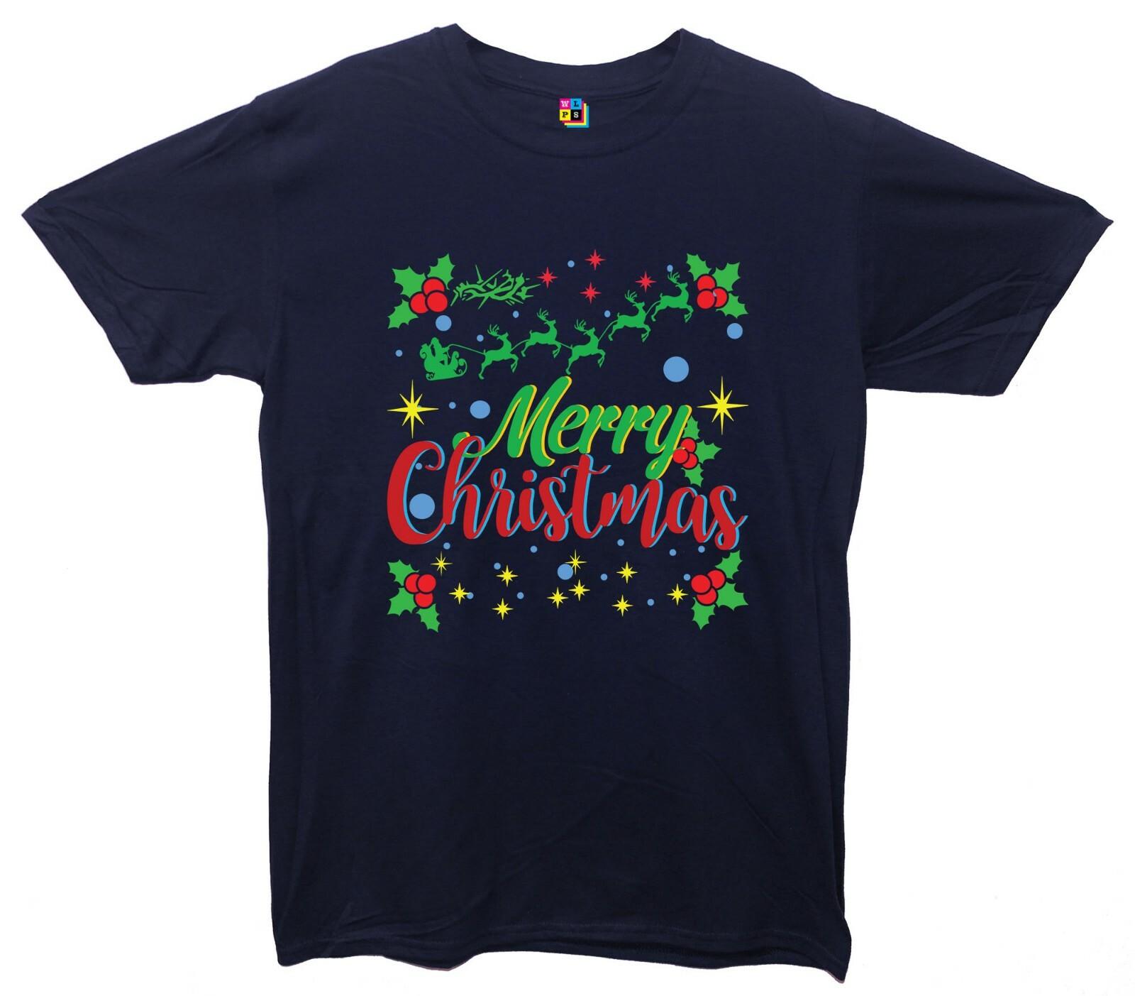 Merry Christmas Printed T-Shirt Christmas Santa Presents S разноцветный