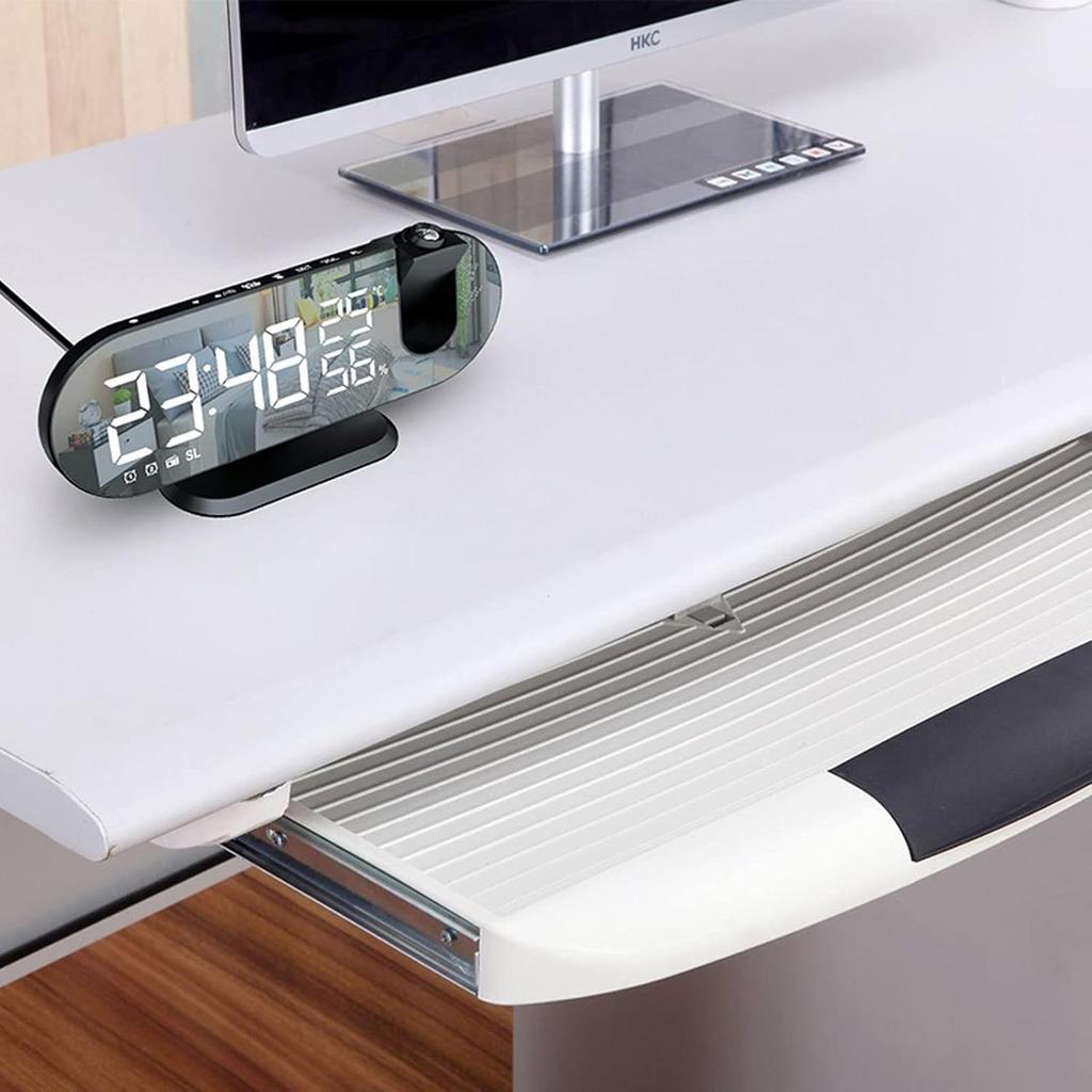 Projection Alarm Clock, USB Powered Mirror Display Design Clock, 180 Degree Rotation High Brightness LED Light Source Ceiling Digital Alarm Clock